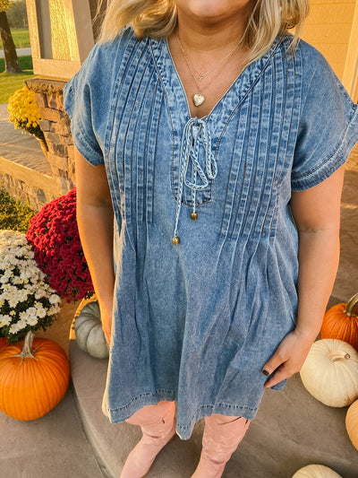 Beau Blue Short Sleeve Denim Dress
