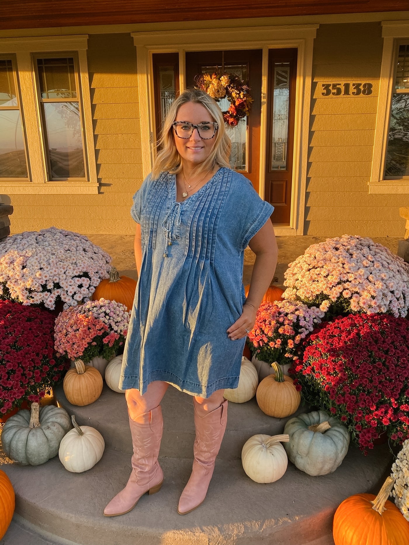 Beau Blue Short Sleeve Denim Dress