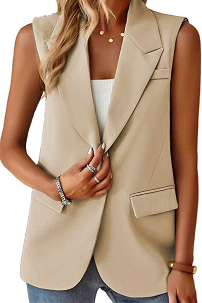 Ivory Single Button Blazer Vest