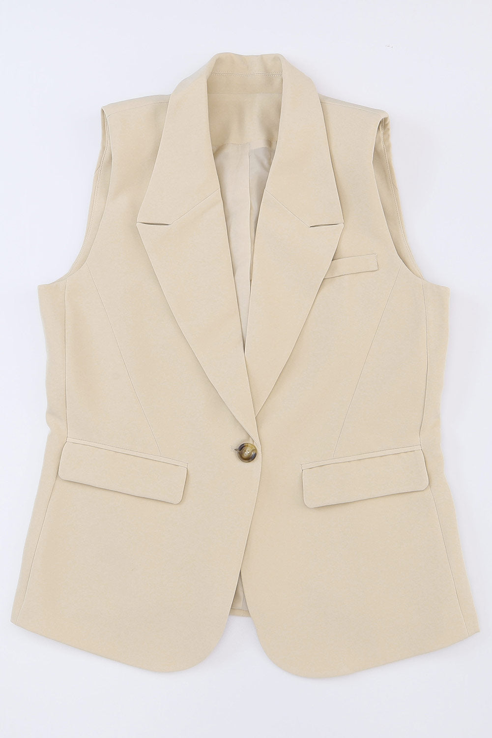 Ivory Single Button Blazer Vest