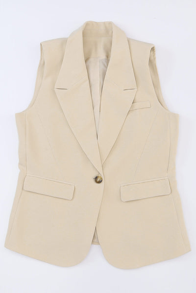 Ivory Single Button Blazer Vest