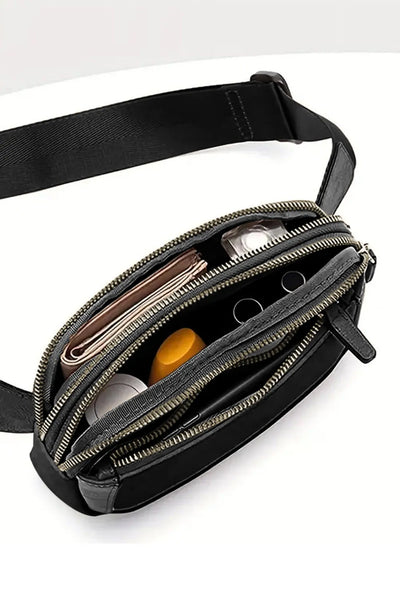 Black Multi-zipped Crossbody Bag