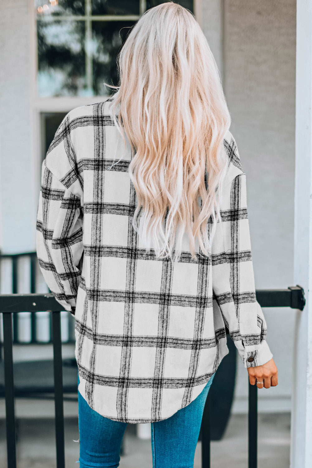 Black Plaid Buttoned Shacket