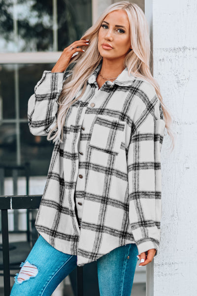 Black Plaid Buttoned Shacket