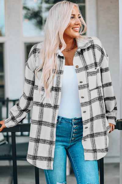 Black Plaid Buttoned Shacket