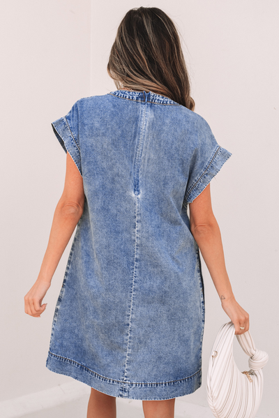 Beau Blue Short Sleeve Denim Dress