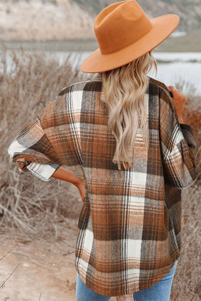 Plaid Flap Pockets Shacket