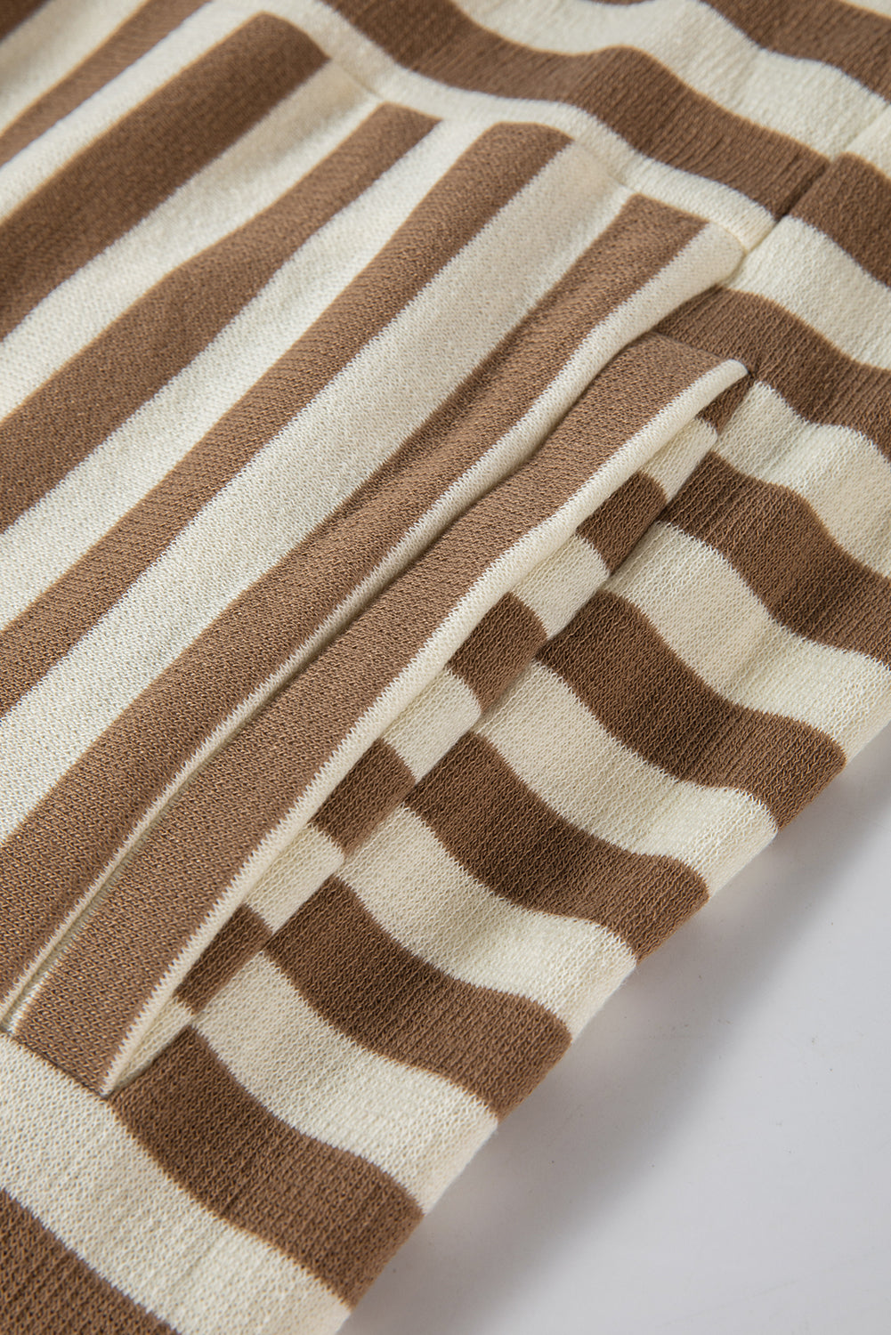 Brown Striped Quarter Sleeve Plus Hoodie