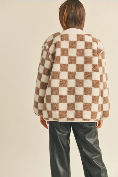 Checkered Pattern Oversized Jacket