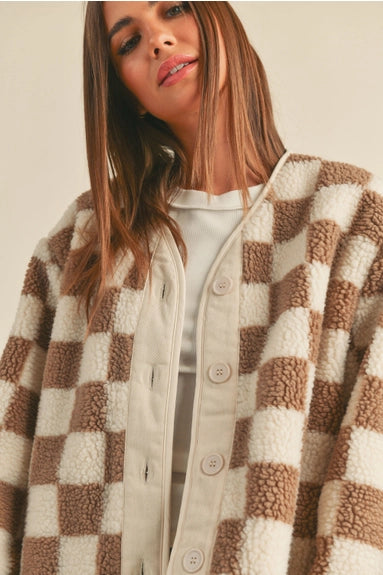 Checkered Pattern Oversized Jacket