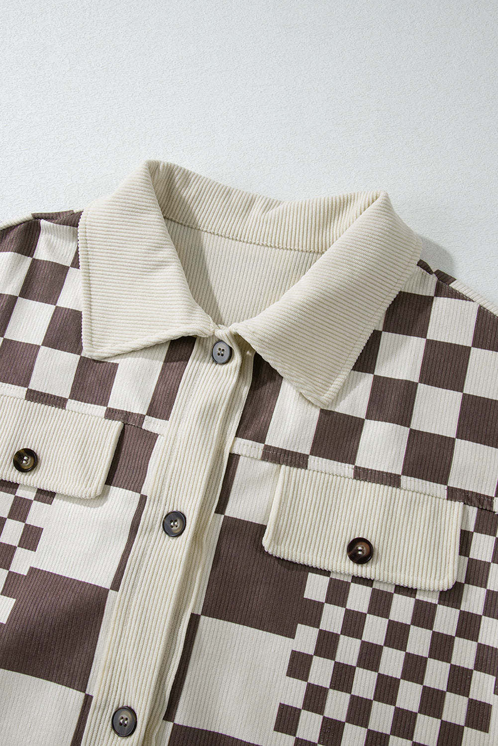 Checkered Print Corduroy Shacket