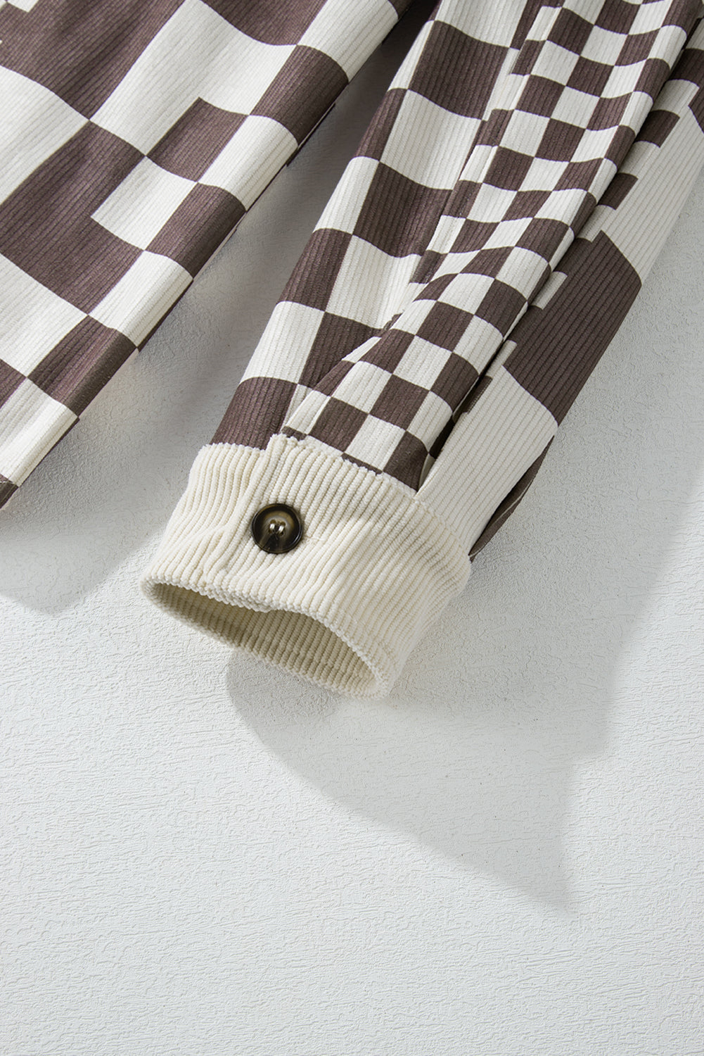 Checkered Print Corduroy Shacket