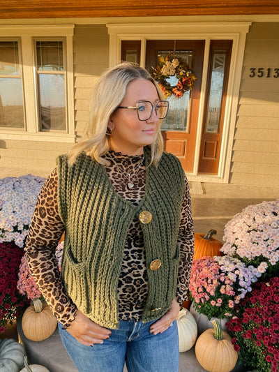 Knit Cardigan Vest with Pocket