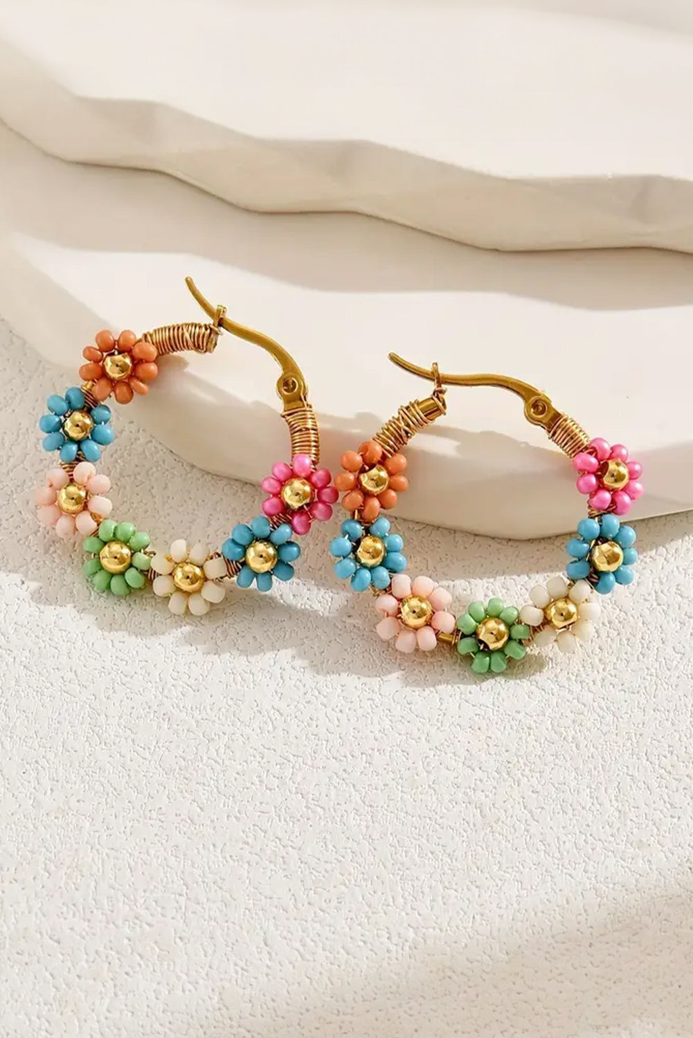 Colorful Flower Hoop Earrings