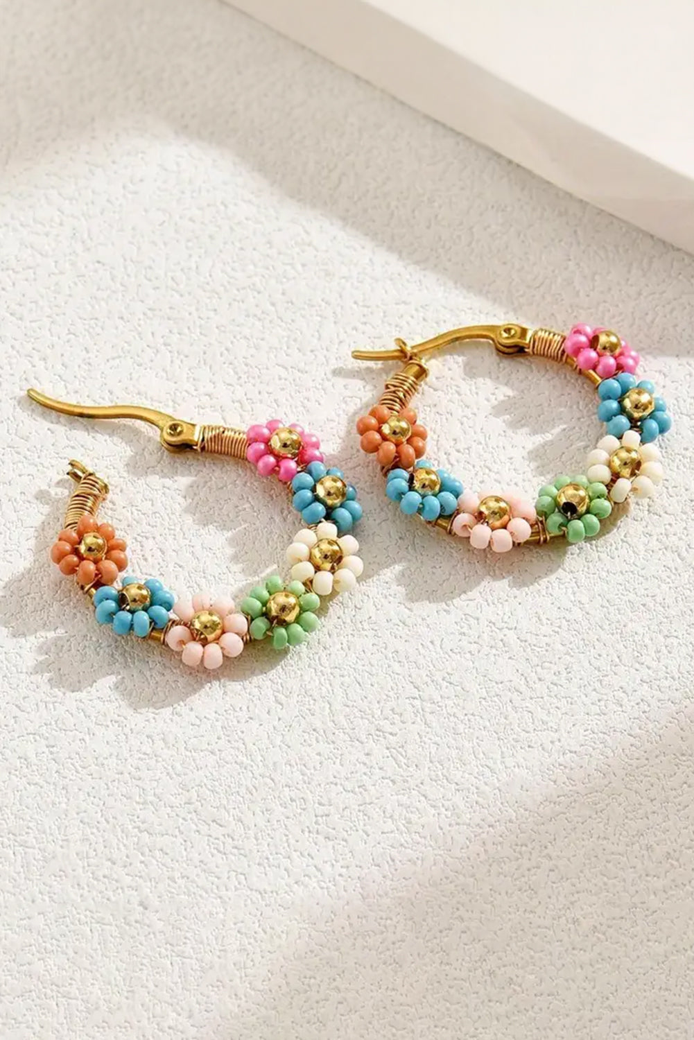 Colorful Flower Hoop Earrings