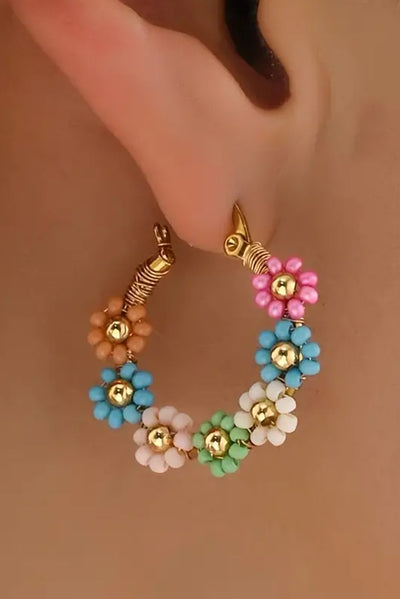 Colorful Flower Hoop Earrings