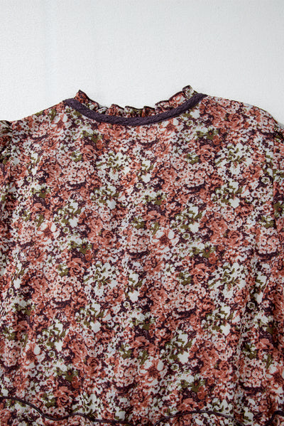 Floral Print V Neck Midi Dress