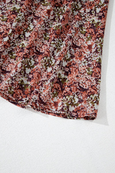 Floral Print V Neck Midi Dress