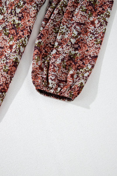 Floral Print V Neck Midi Dress