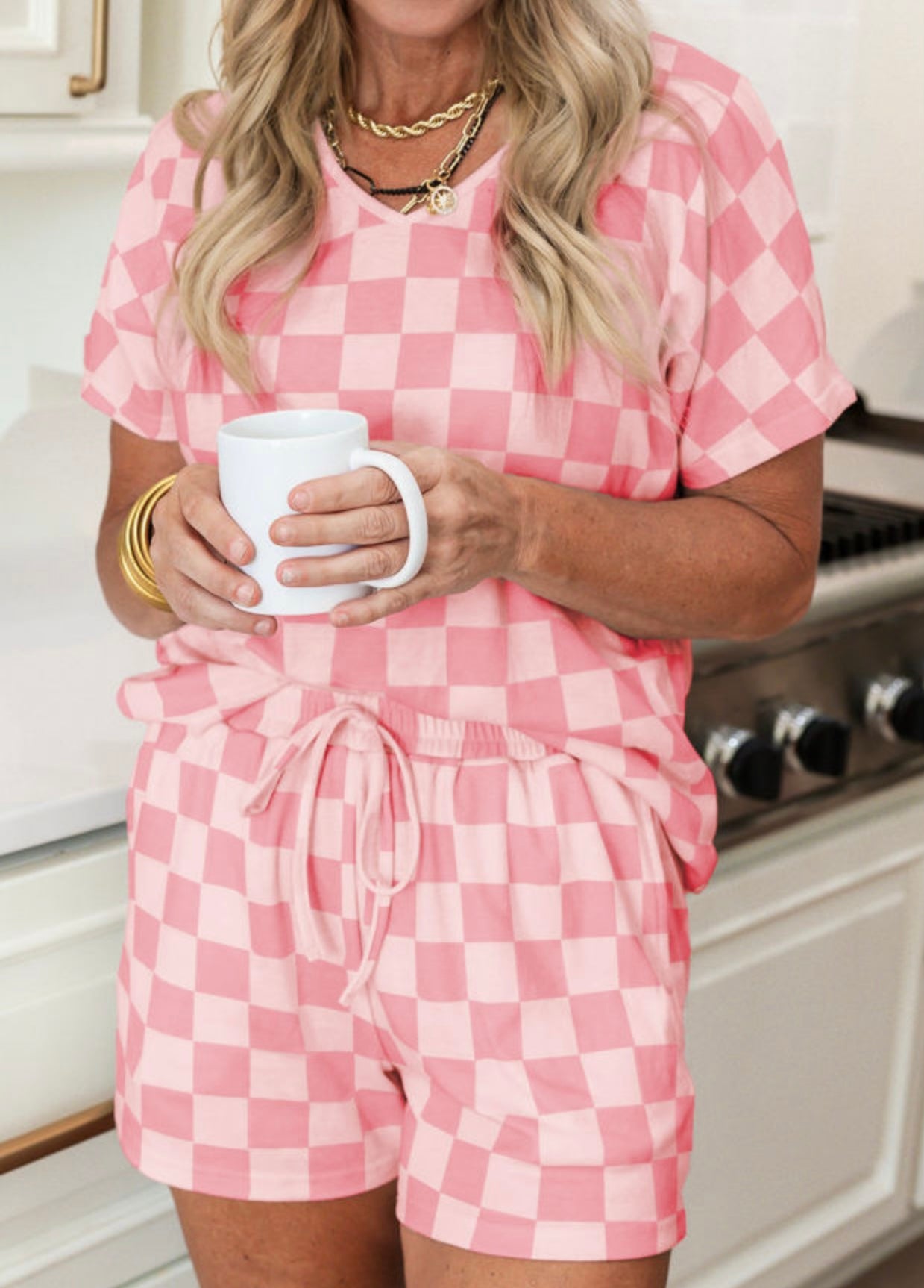 Pink Checkered Lounge Set