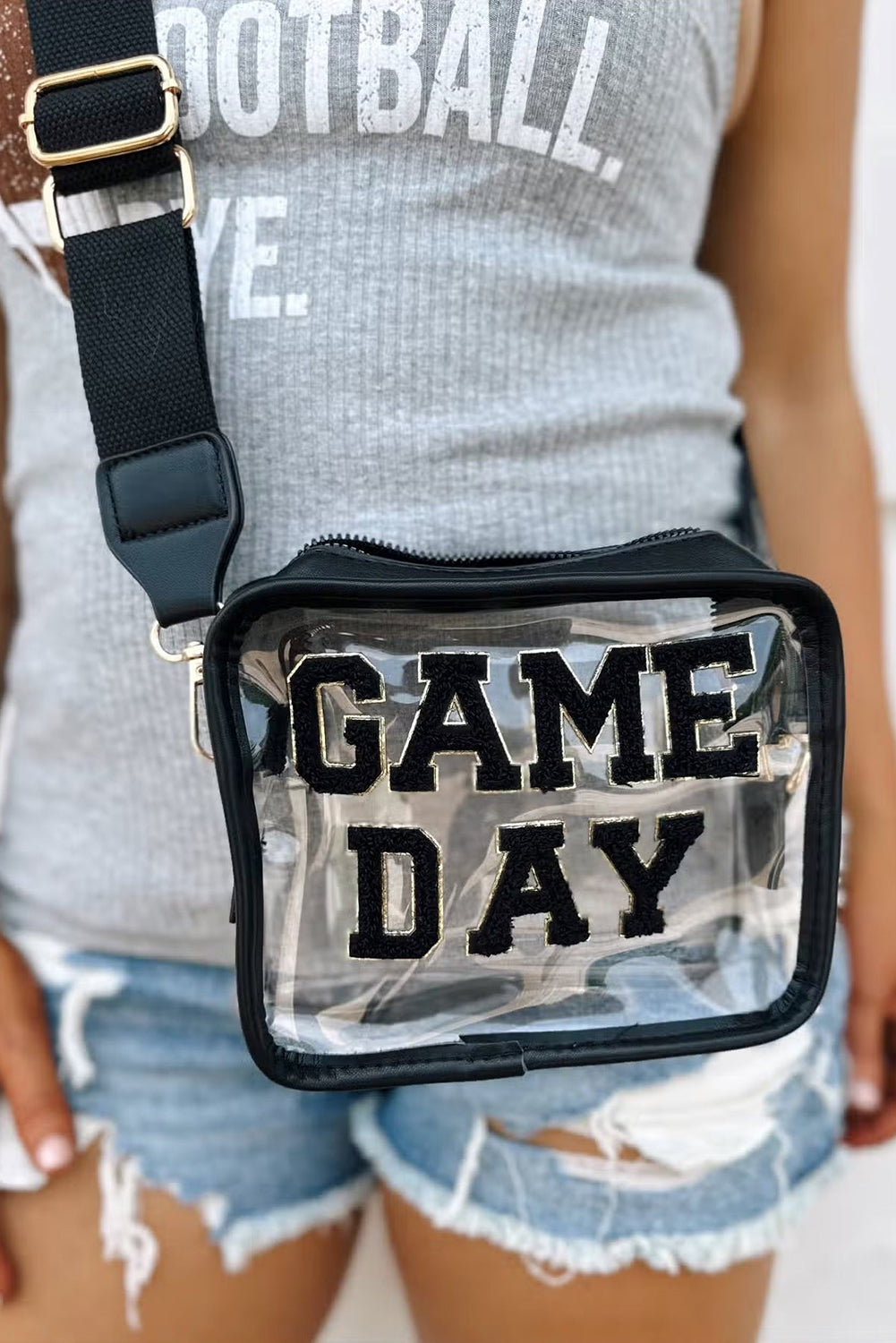 Black GAME DAY Clear Shoulder Bag