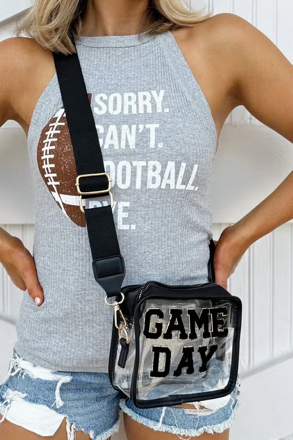 Black GAME DAY Clear Shoulder Bag