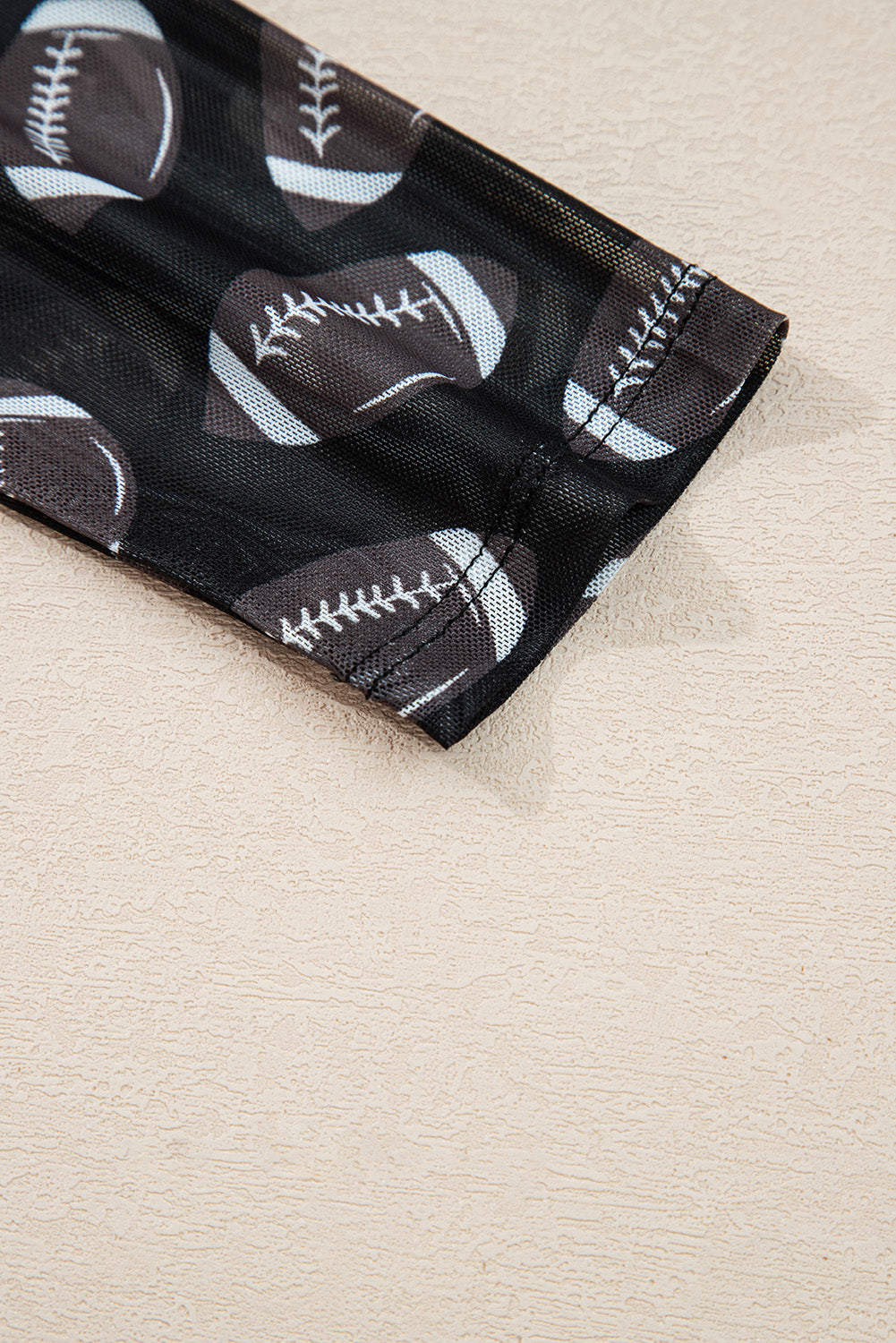 Black Game Day Mesh Sheer Long Sleeve Top