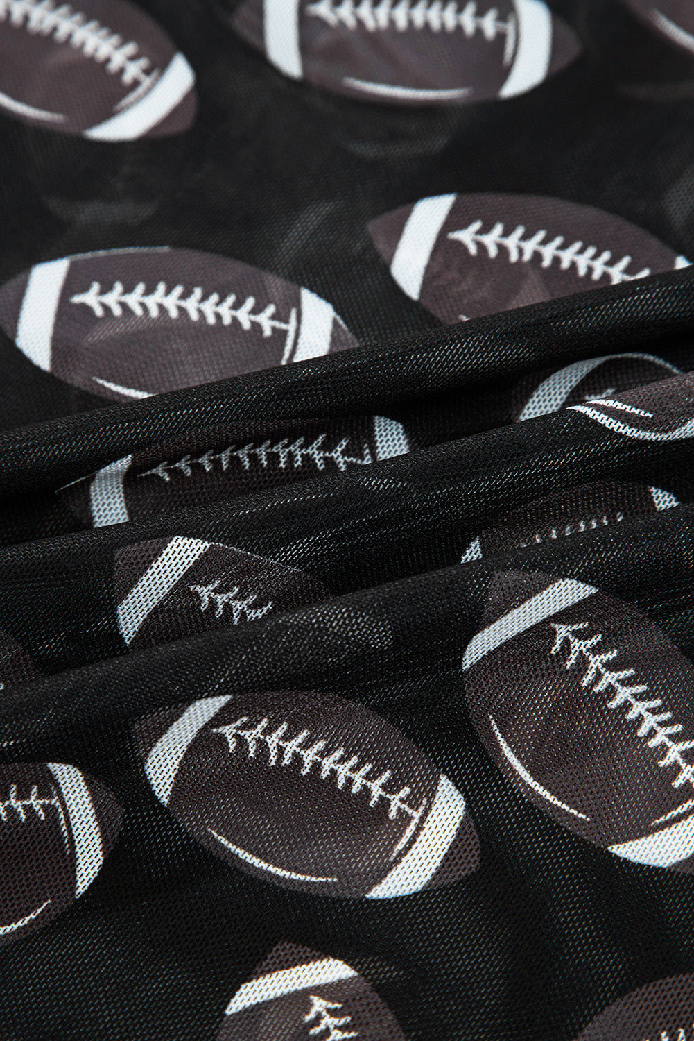 Black Game Day Mesh Sheer Long Sleeve Top