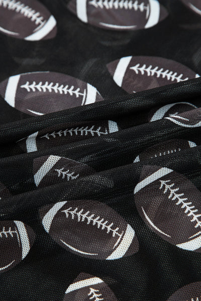Black Game Day Mesh Sheer Long Sleeve Top