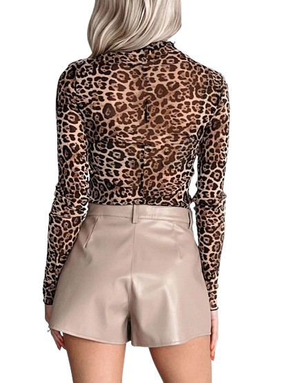 Leopard Print Mesh Top
