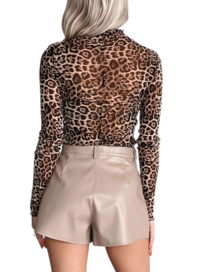 Leopard Print Mesh Top