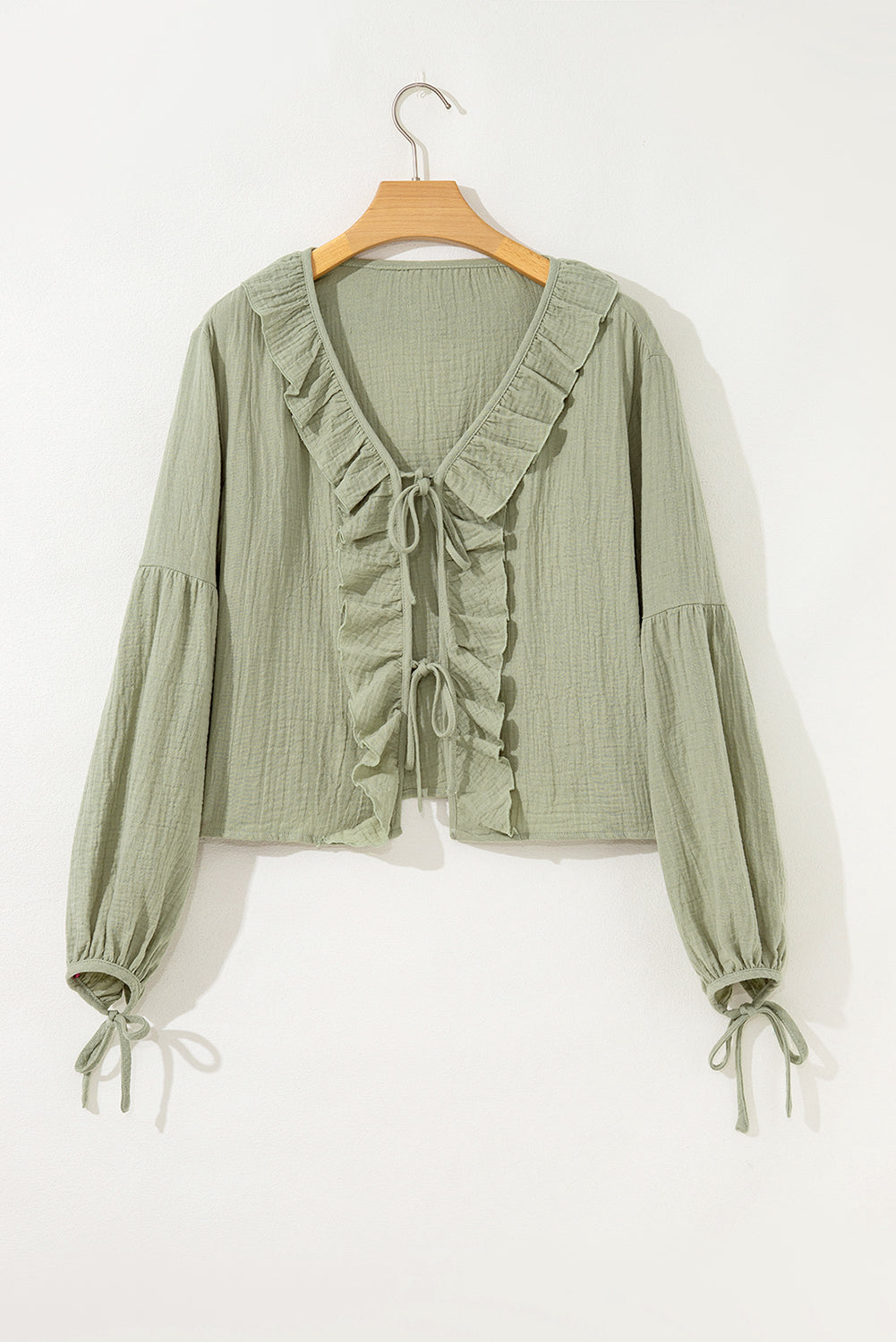 Meadow Mist Green Bow Tie Gauze Blouse