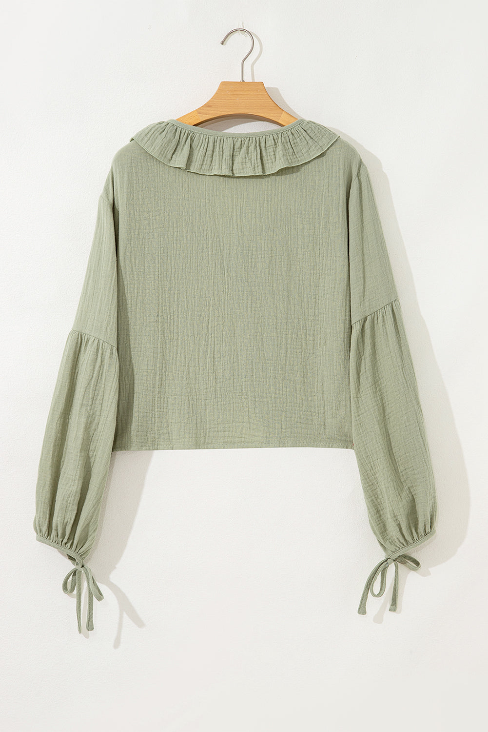 Meadow Mist Green Bow Tie Gauze Blouse