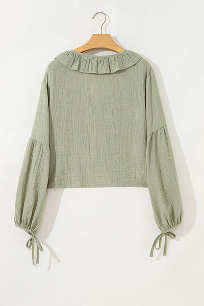 Meadow Mist Green Bow Tie Gauze Blouse