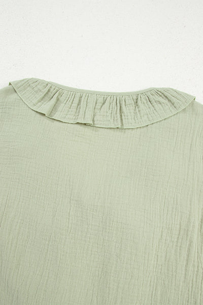 Meadow Mist Green Bow Tie Gauze Blouse