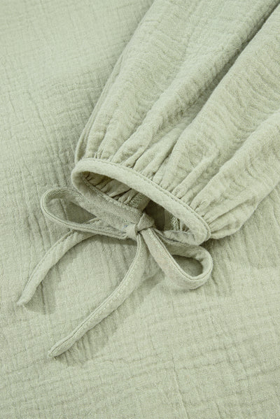 Meadow Mist Green Bow Tie Gauze Blouse