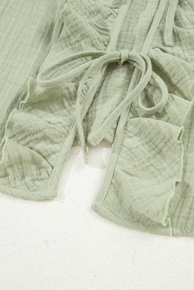 Meadow Mist Green Bow Tie Gauze Blouse