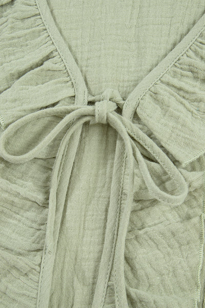 Meadow Mist Green Bow Tie Gauze Blouse