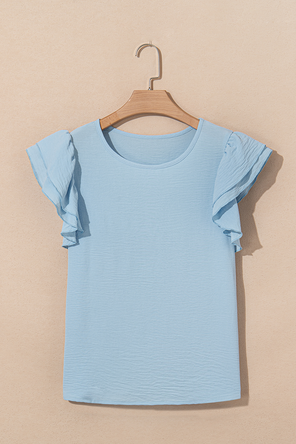 Mist Blue Ruffled Sleeve Blouse