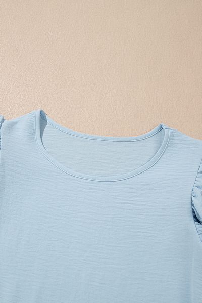 Mist Blue Ruffled Sleeve Blouse