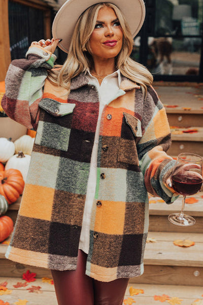 Orange Plaid Long Jacket