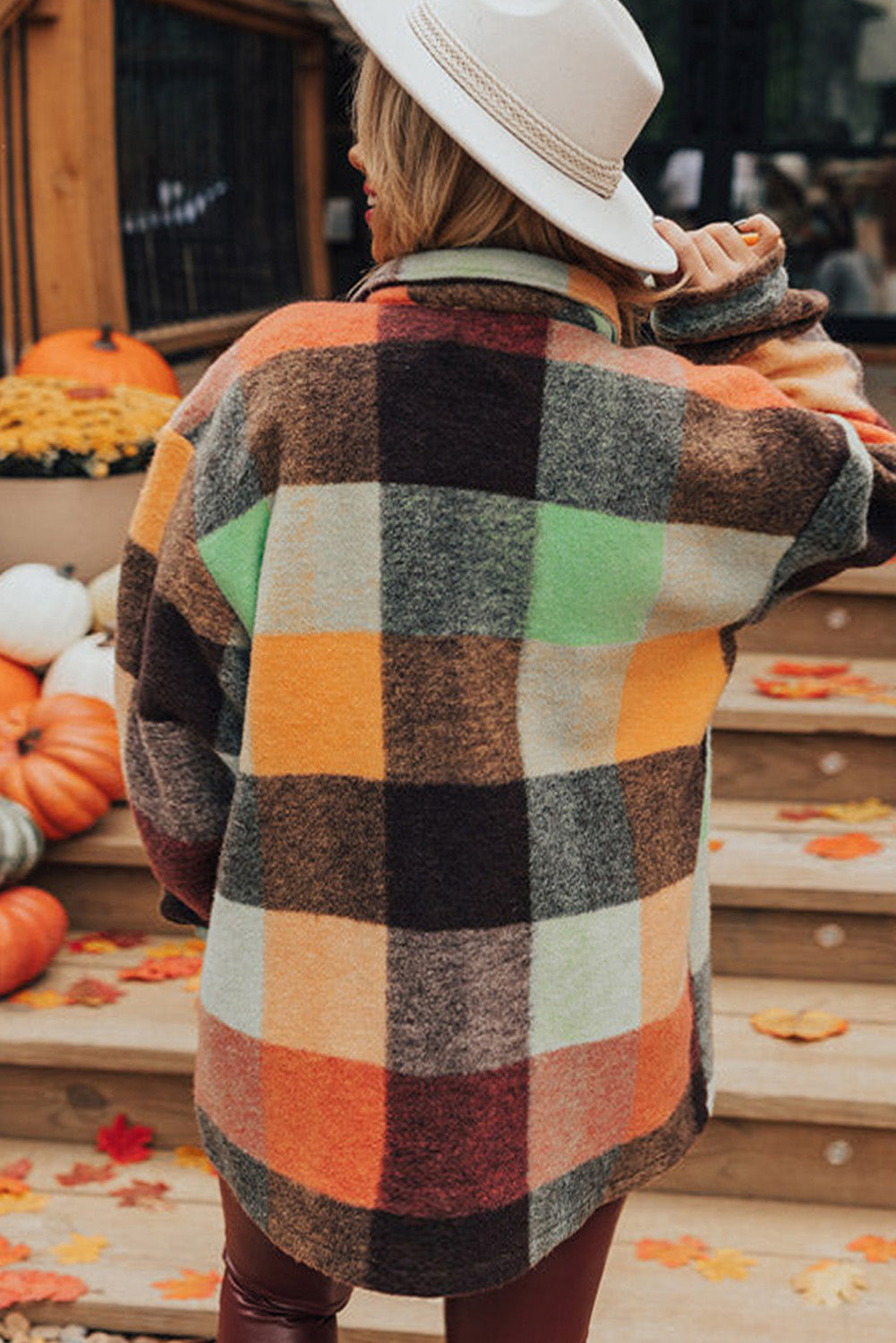 Orange Plaid Long Jacket