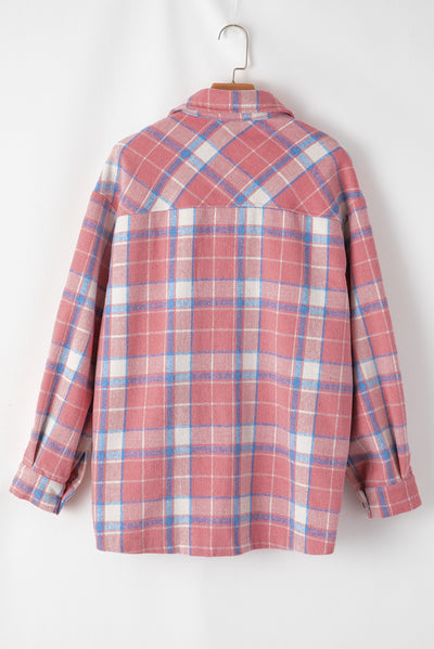 Pink Plaid Button Up Shacket