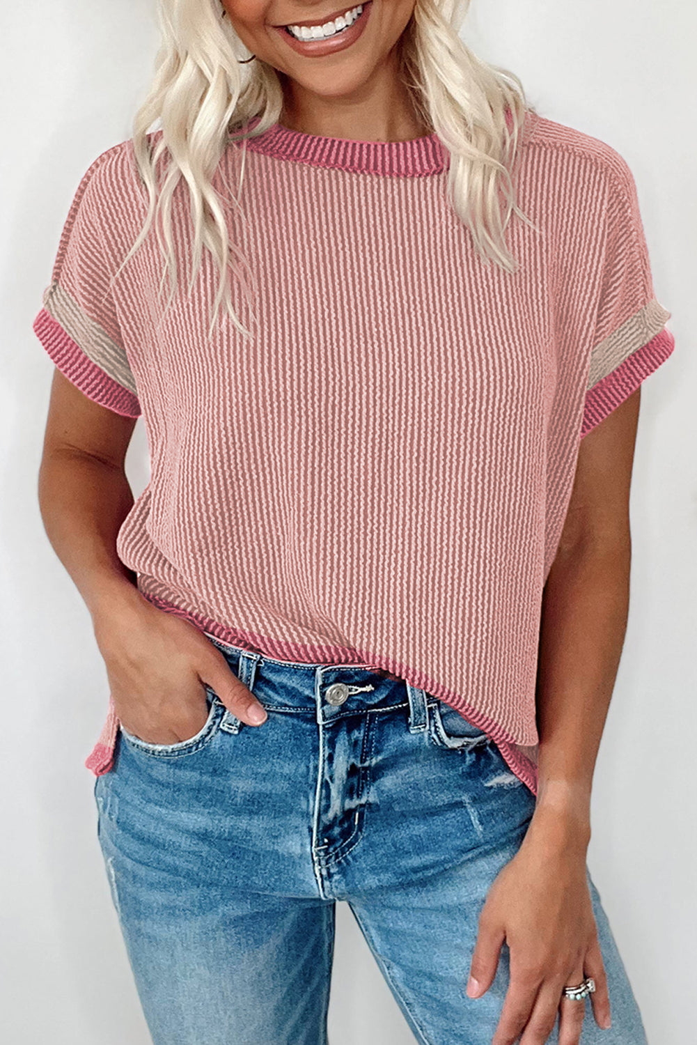 Jade Ribbed Knit Tee