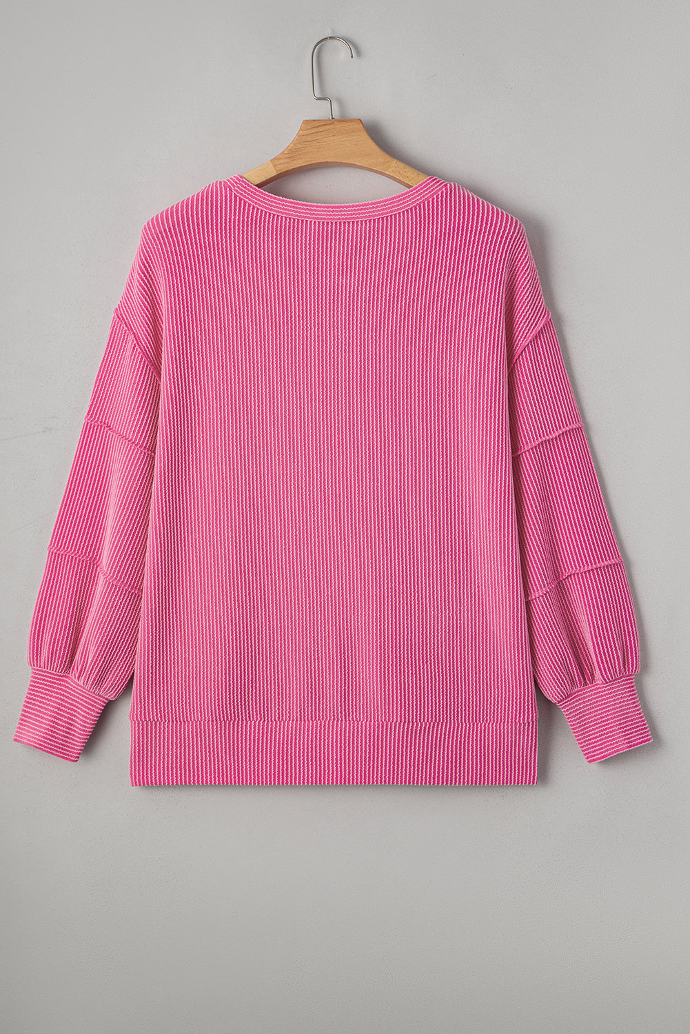 Pink Ribbed Exposed Seam Detail Plus Size Top