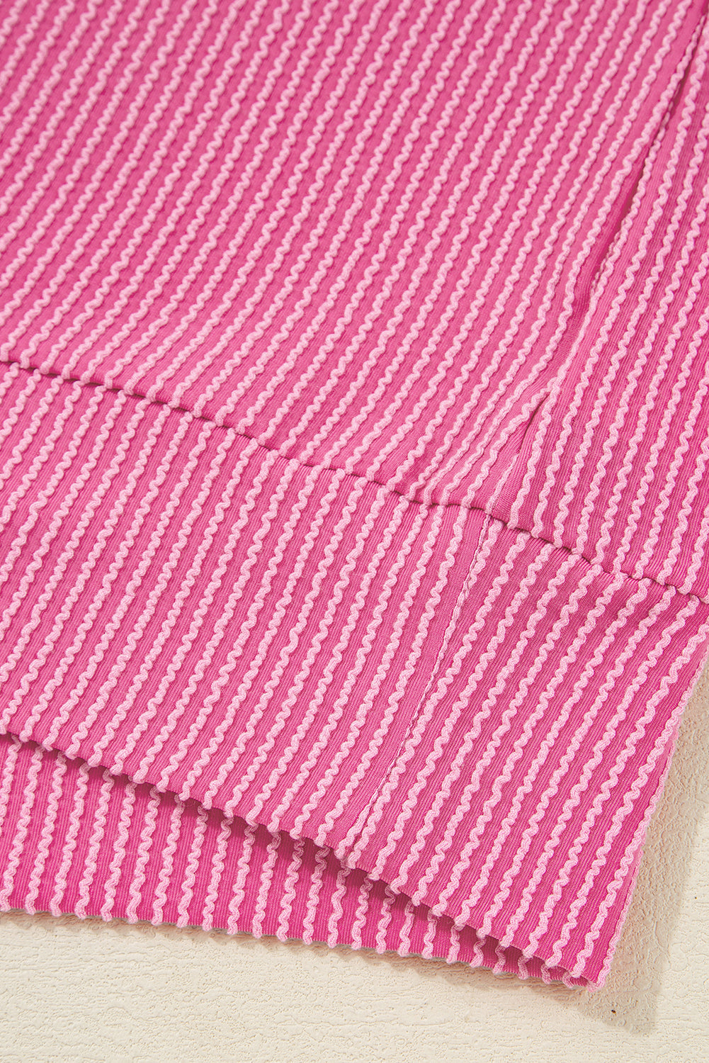 Pink Ribbed Exposed Seam Detail Plus Size Top