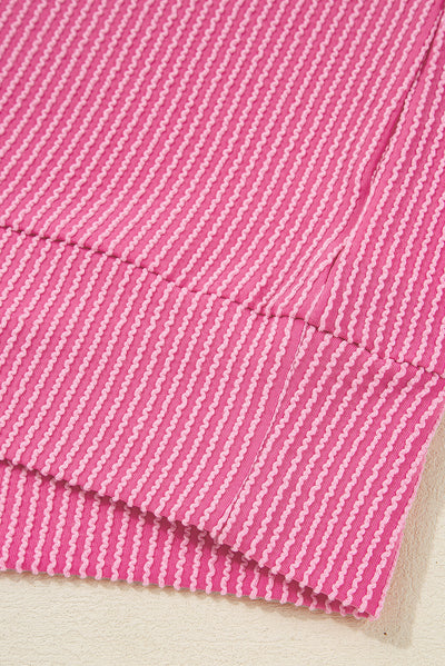Pink Ribbed Exposed Seam Detail Plus Size Top