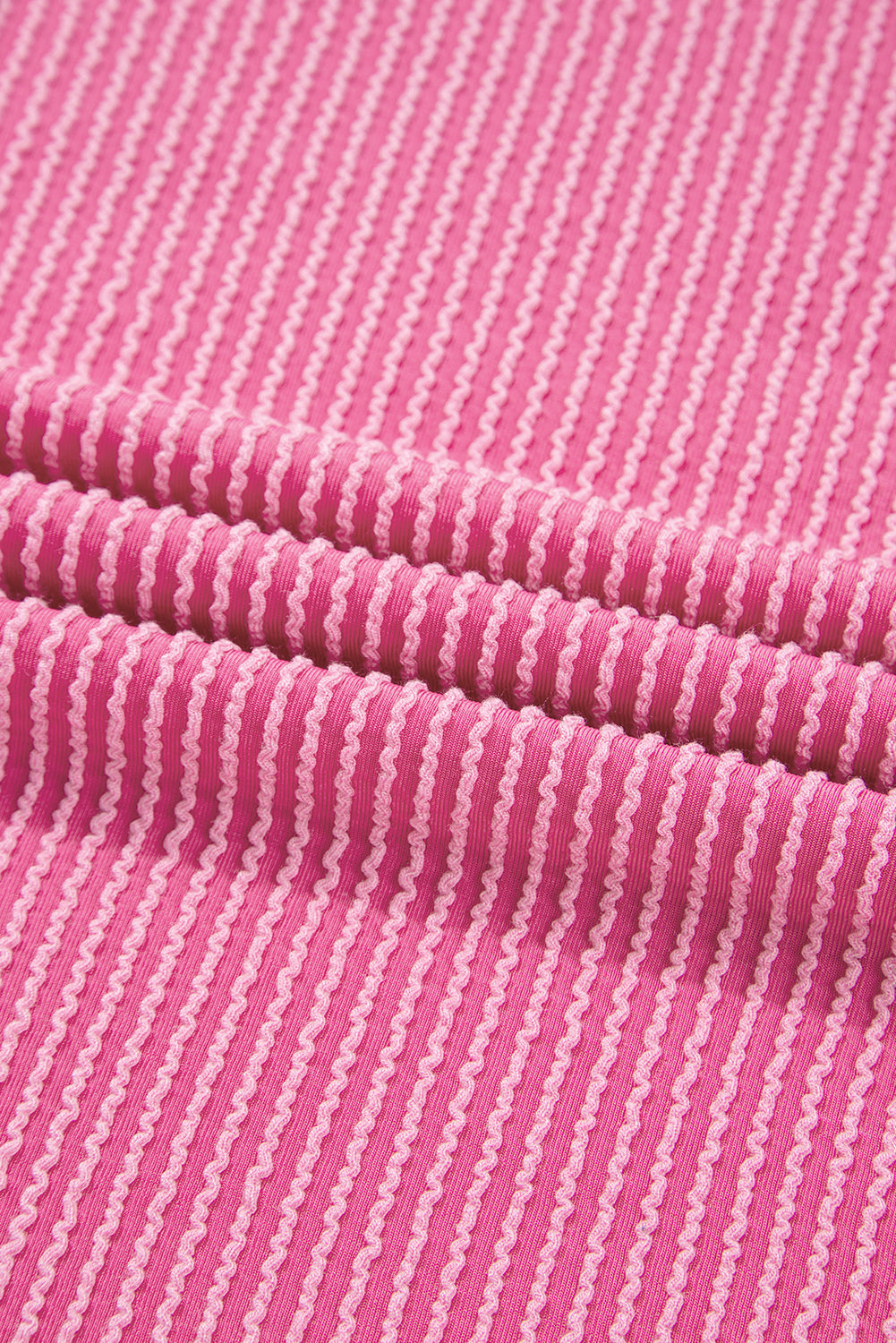 Pink Ribbed Exposed Seam Detail Plus Size Top