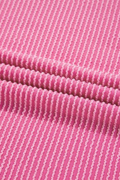 Pink Ribbed Exposed Seam Detail Plus Size Top