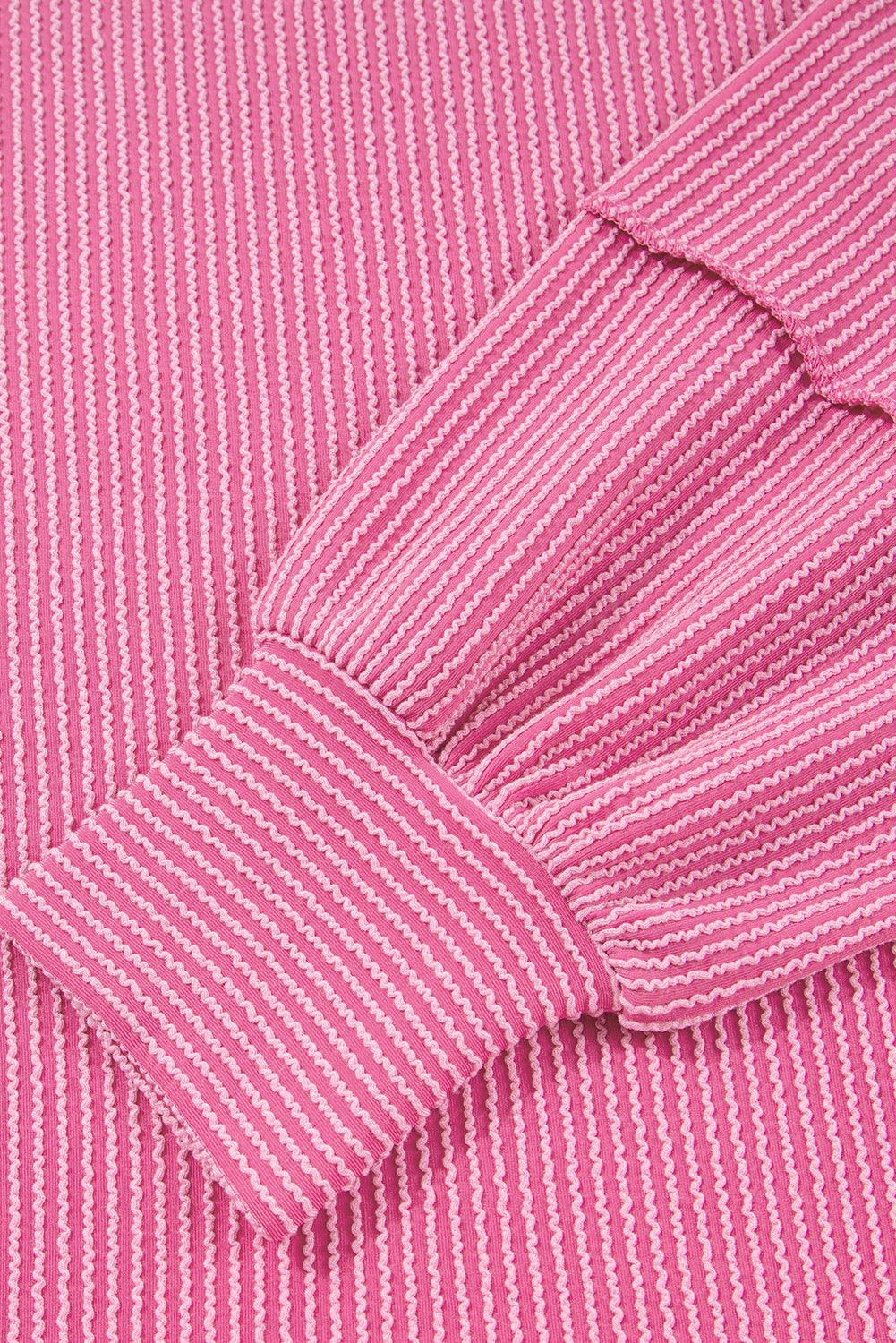 Pink Ribbed Exposed Seam Detail Plus Size Top